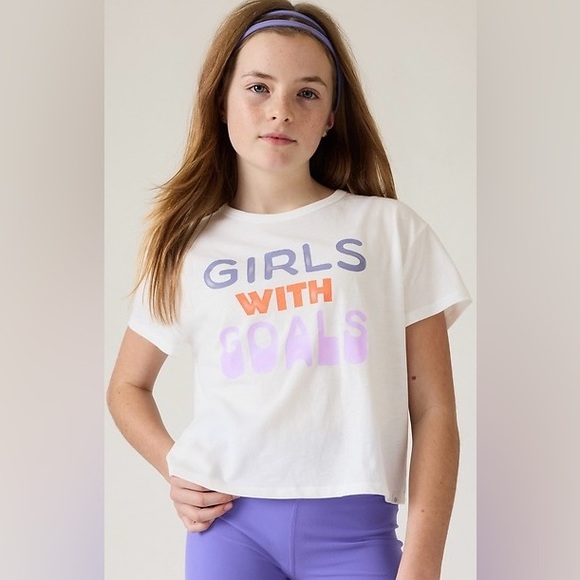 Athleta Other - Athleta Girl, 'Girls With Goals' Daily Graphic Tee Cropped Top, Size M (8-10)